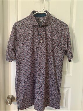 PUMA Men's Blue & Pink Patterned Polo